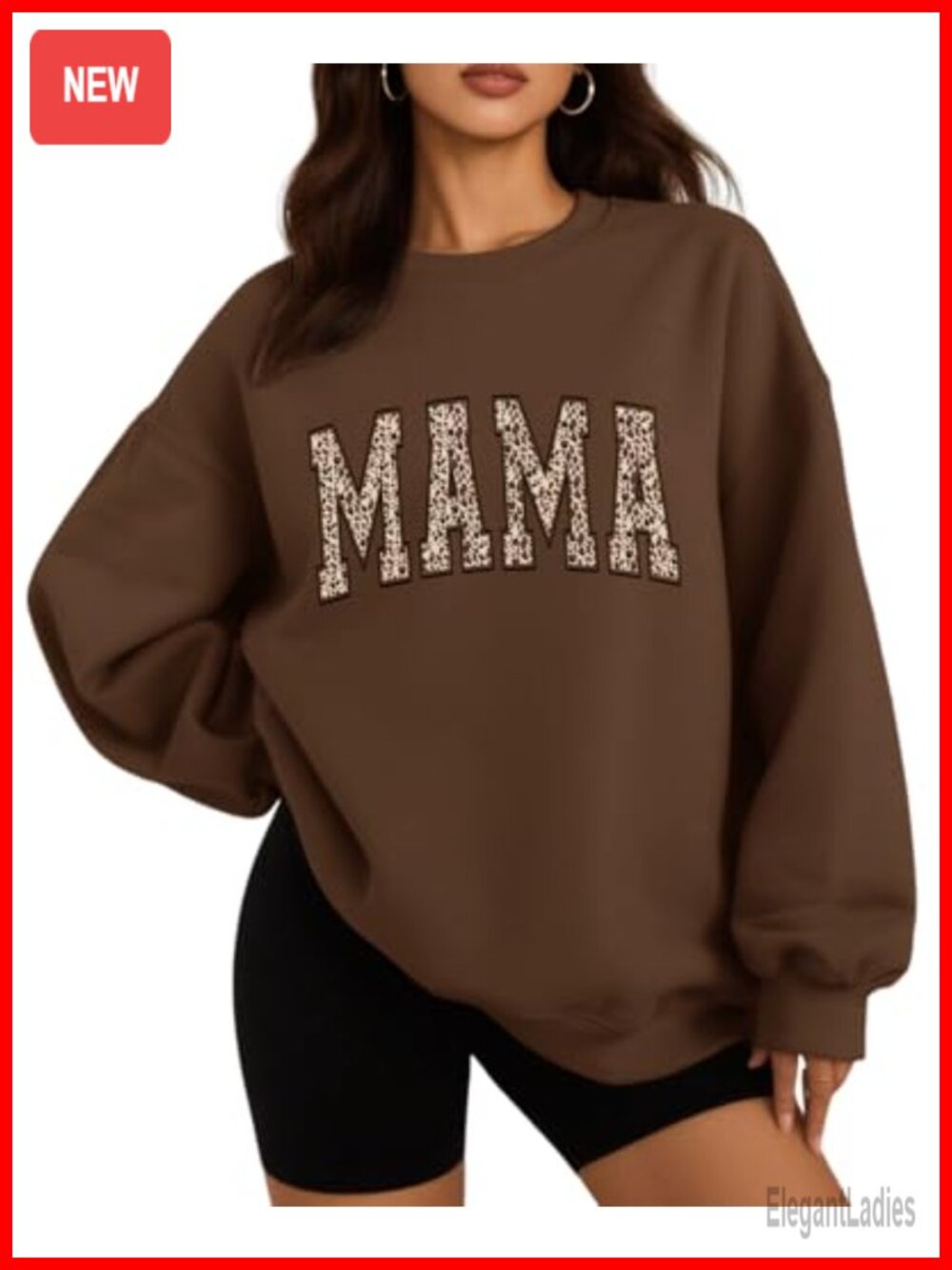 Oversized Mama Graphic Crewneck Sweatshirt Long Sleeve Soft Casual Mom Pullover